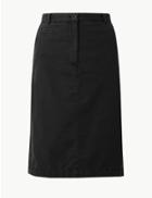 Marks & Spencer Pure Cotton Chino Midi Skirt Black