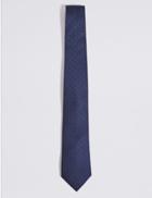 Marks & Spencer Pure Silk Spotted Tie Navy Mix