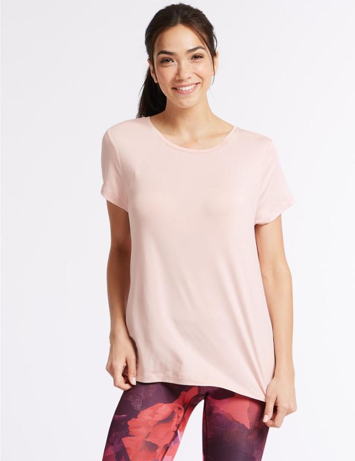 Marks & Spencer Round Neck Short Sleeve Top Light Rose