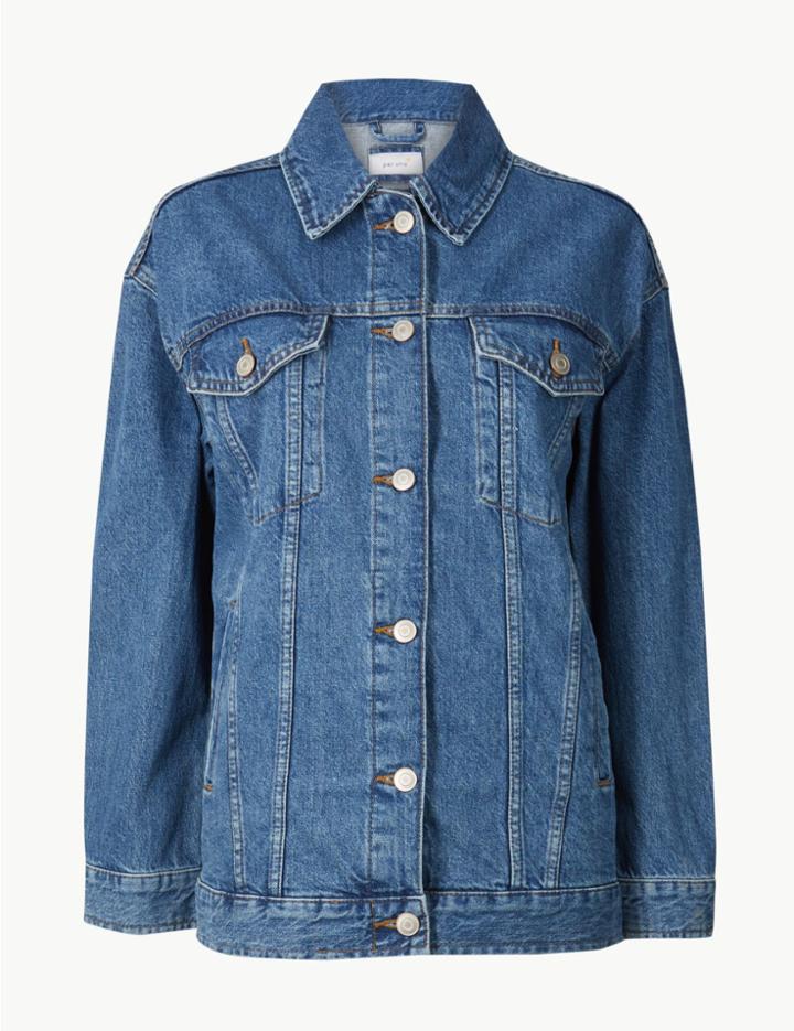 Marks & Spencer Oversized Pure Cotton Denim Jacket Indigo