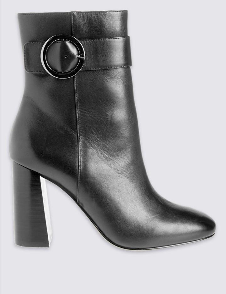 Marks & Spencer Leather High Ring Ankle Boots With Insolia&reg; Black