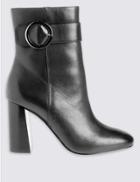 Marks & Spencer Leather High Ring Ankle Boots With Insolia&reg; Black