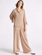 Marks & Spencer Striped Wide Leg Trousers Pink Mix