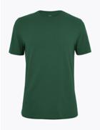 Marks & Spencer Slim Fit Pure Cotton Crew Neck T-shirt Dark Green