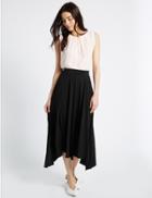 Marks & Spencer Dipped Hem A-line Midi Skirt Black