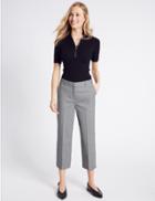 Marks & Spencer Cropped Straight Leg Trousers Grey Mix