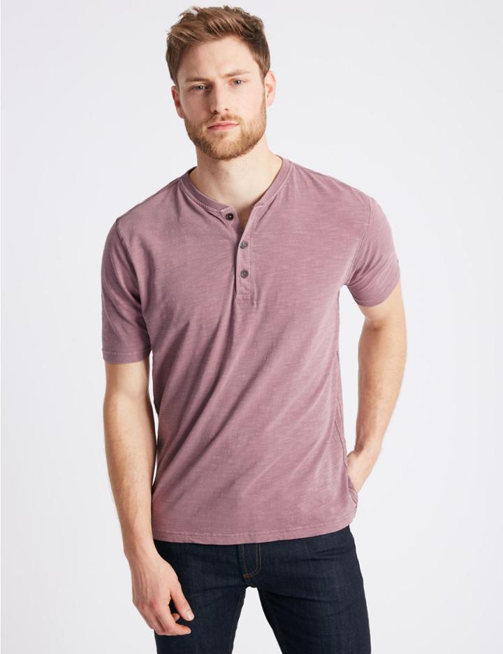 Marks & Spencer Pure Cotton Textured Authentic Top Pink