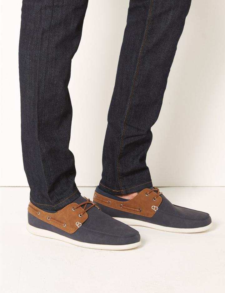 Marks & Spencer Lace-up Boat Shoes Navy