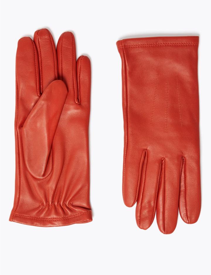 Marks & Spencer Leather Gloves Burnt Orange