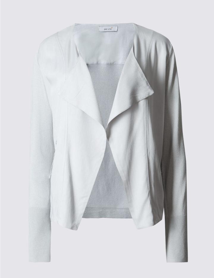 Marks & Spencer Open Front Biker Cardigan Silver Grey
