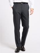 Marks & Spencer Grey Striped Tailored Fit Trousers Grey