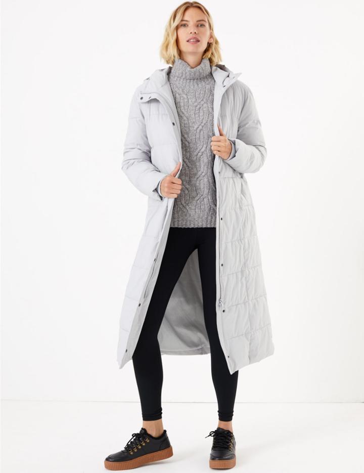 Marks & Spencer Padded Duvet Coat Silver Grey
