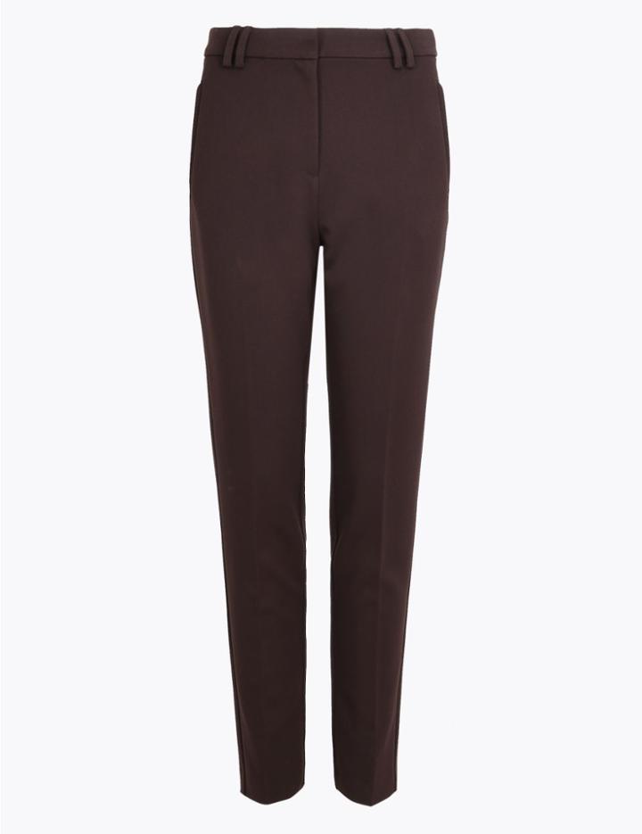 Marks & Spencer Zipped Pocket Slim Trousers Chocolate