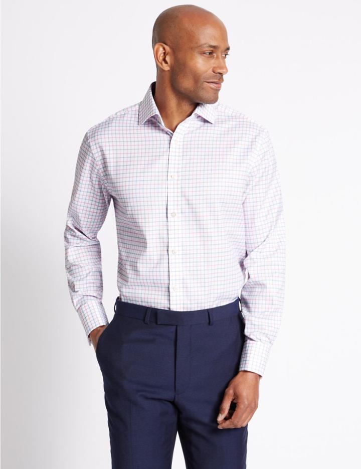 Marks & Spencer 2 Pack Pure Cotton Long Sleeve Shirt Bright Pink Mix