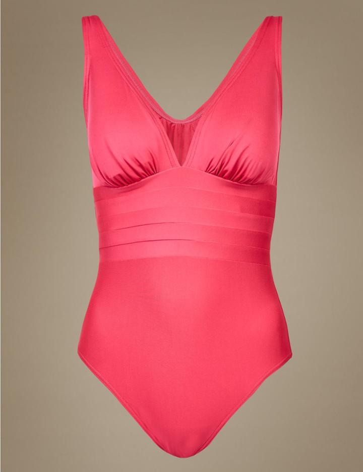 Marks & Spencer Secret Slimming&trade; Plunge Padded Swimsuit Pink