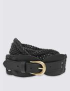 Marks & Spencer Leather Weave Waist Belt Black