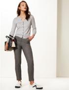 Marks & Spencer Long Sleeve Round Neck Cardigan Silver Grey