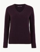 Marks & Spencer Wool Rich V-neck Jumper Mulberry