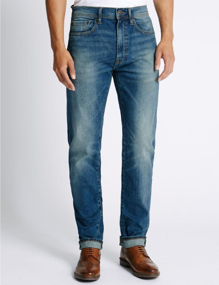 Marks & Spencer Tapered Fit Stretch Jeans Tint