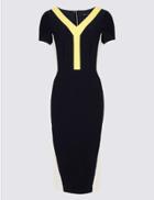 Marks & Spencer Colour Block Short Sleeve Pencil Dress Black