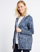 Marks & Spencer Paisley Print Parka Coat With Stormwear&trade; Blue/white