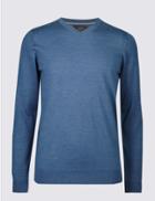 Marks & Spencer Pure Merino Wool Jumper Med Blue Denim