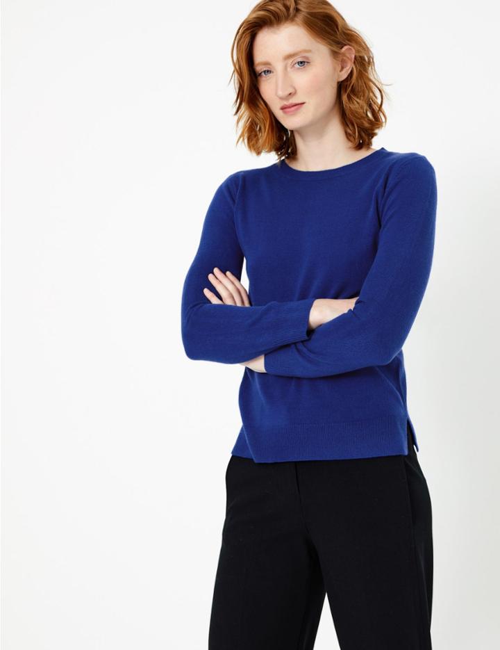 Marks & Spencer Cashmilon&trade; Round Neck Jumper Rich Blue