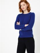 Marks & Spencer Cashmilon&trade; Round Neck Jumper Rich Blue