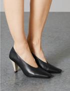 Marks & Spencer Leather Stiletto Heel Court Shoes Black Mix