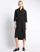 Marks & Spencer 3/4 Sleeve Shirt Dress With Belt Black