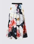 Marks & Spencer Floral Print Full Skirt Grey Mix
