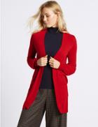 Marks & Spencer Balloon Sleeve Longline Cardigan Lacquer Red
