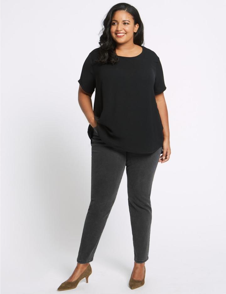 Marks & Spencer Curve High Waist Skinny Jeans Grey Mix