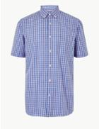 Marks & Spencer Pure Cotton Checked Shirt Lilac Mix