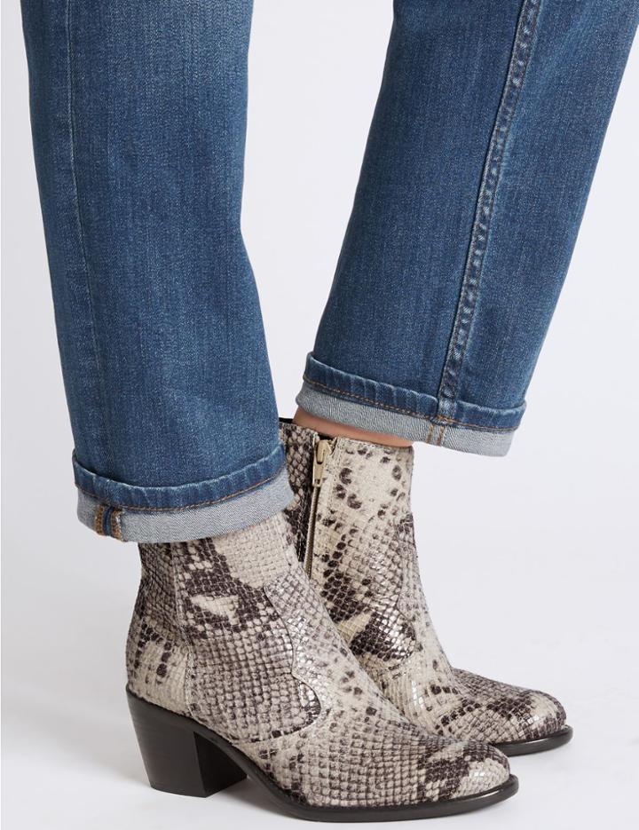 Marks & Spencer Leather Block Heel Ankle Boots With Insolia&reg; Neutral
