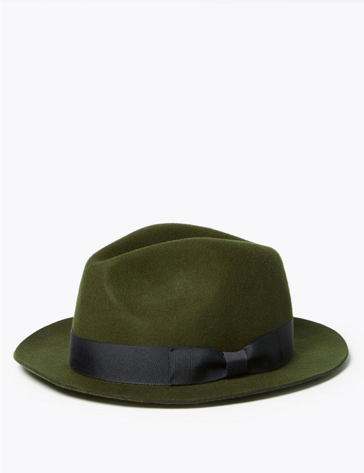 Marks & Spencer Wool Fedora Olive