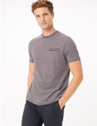 Marks & Spencer Supima Cotton Striped Crew Neck T-shirt Rum