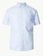 Marks & Spencer Pure Cotton Oxford Shirt Blue