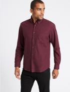 Marks & Spencer Pure Cotton Shirt With Pocket Oxblood