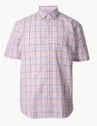 Marks & Spencer Pure Cotton Checked Shirt Red