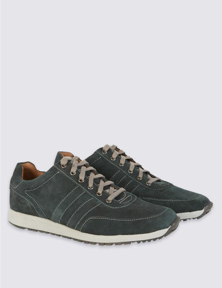 Marks & Spencer Suede Lace-up Trainers Navy