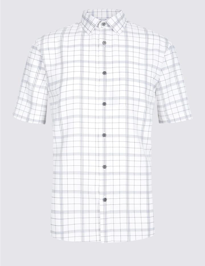 Marks & Spencer Easy Care Linen Blend Shirt With Pocket White