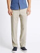 Marks & Spencer Linen Rich Trousers Light Stone