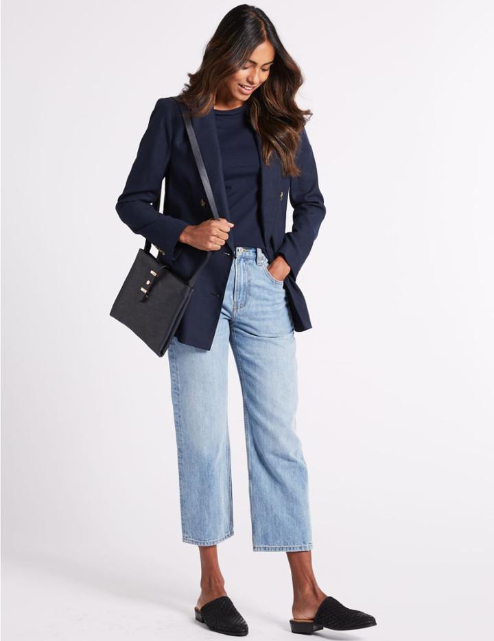 Marks & Spencer Faux Leather Soft Stud Cross Body Bag Navy