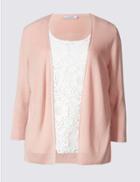 Marks & Spencer Lace Front &frac34; Sleeve Cardigan Apricot
