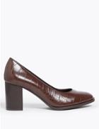 Marks & Spencer Leather Bar Trim Loafers Berry