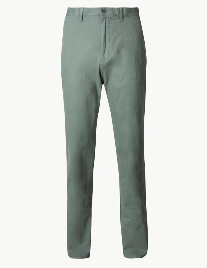 Marks & Spencer Cotton Rich Chinos With Stretch Sea Green