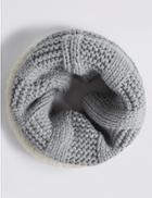 Marks & Spencer Cable Knit Fur Snood Scarf Grey