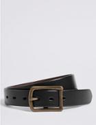 Marks & Spencer Leather Casual Cut Edge Buckle Belt Brown