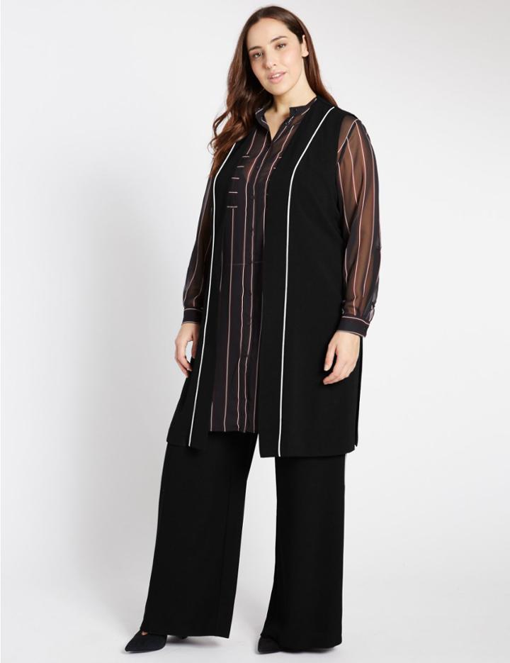 Marks & Spencer Plus Contrast Piped Waistcoat Black Mix